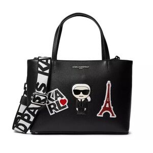 NWT KARL LAGERFELD MAYBELLE TOTE CROSSBODY BAG PURSE BLACK